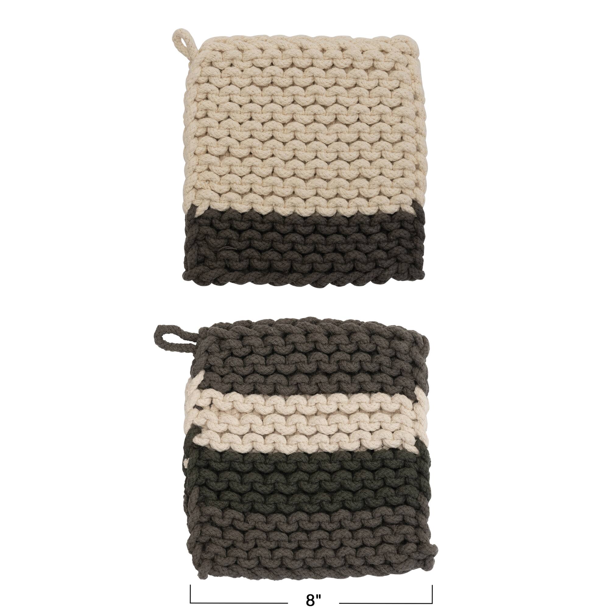 Hello Honey® Brown Cotton Crocheted Pot Holder Set